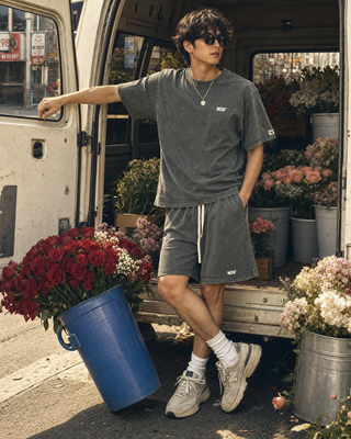 SHORTS GEWASCHEN GRAU